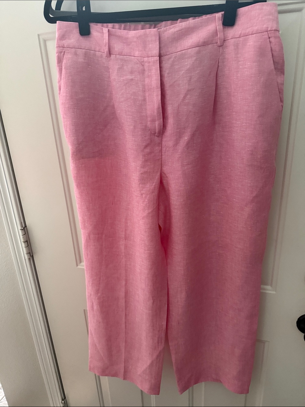 Talbots Wide-Leg Linen-Blend Bristol Crop Pants in Pink
